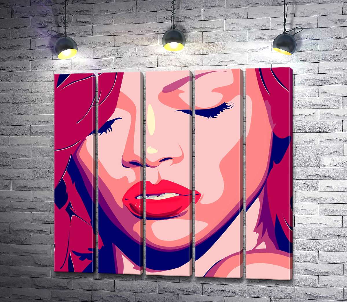 модульна картина Яскравий портрет співачки Ріанни (Rihanna) (Модуль №26)