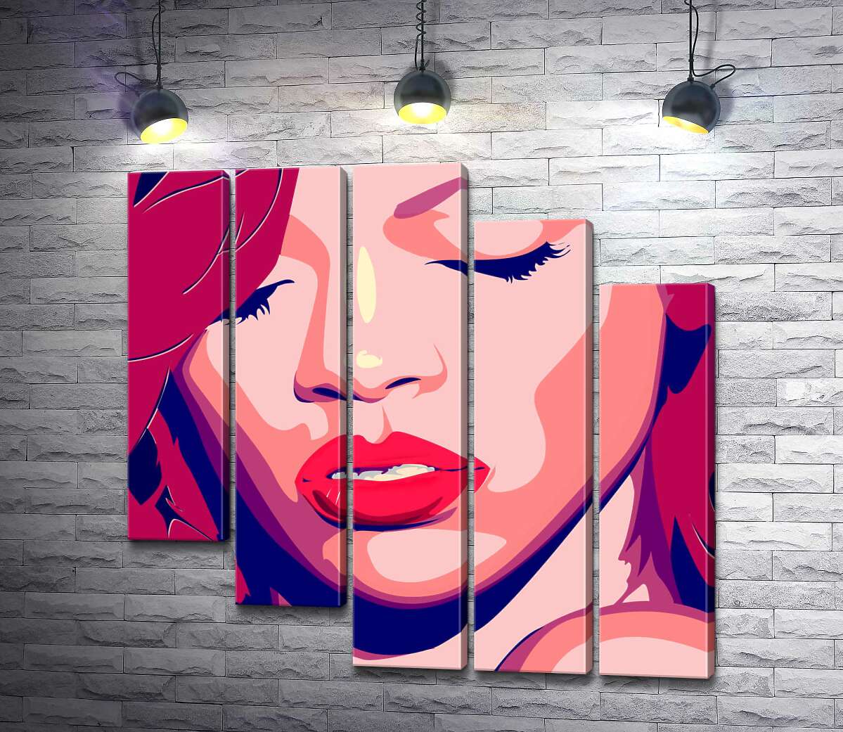 модульная картина Яркий портрет певицы Рианны (Rihanna) (Модуль №28)