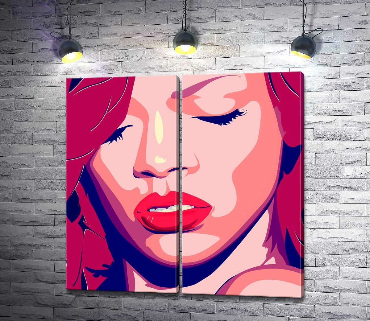модульная картина Яркий портрет певицы Рианны (Rihanna)