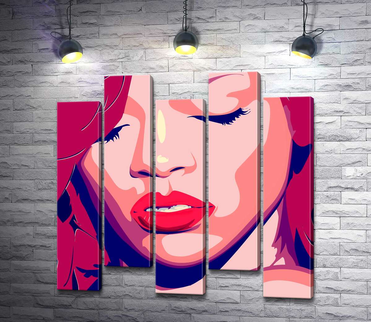 модульная картина Яркий портрет певицы Рианны (Rihanna) (Модуль №30)