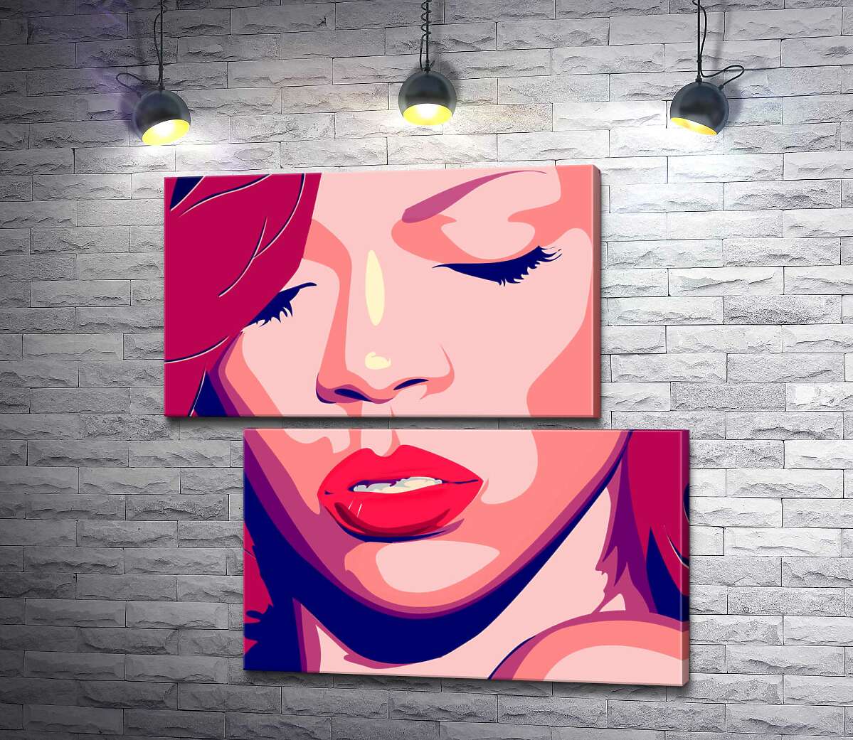 модульна картина Яскравий портрет співачки Ріанни (Rihanna) (Модуль №8)