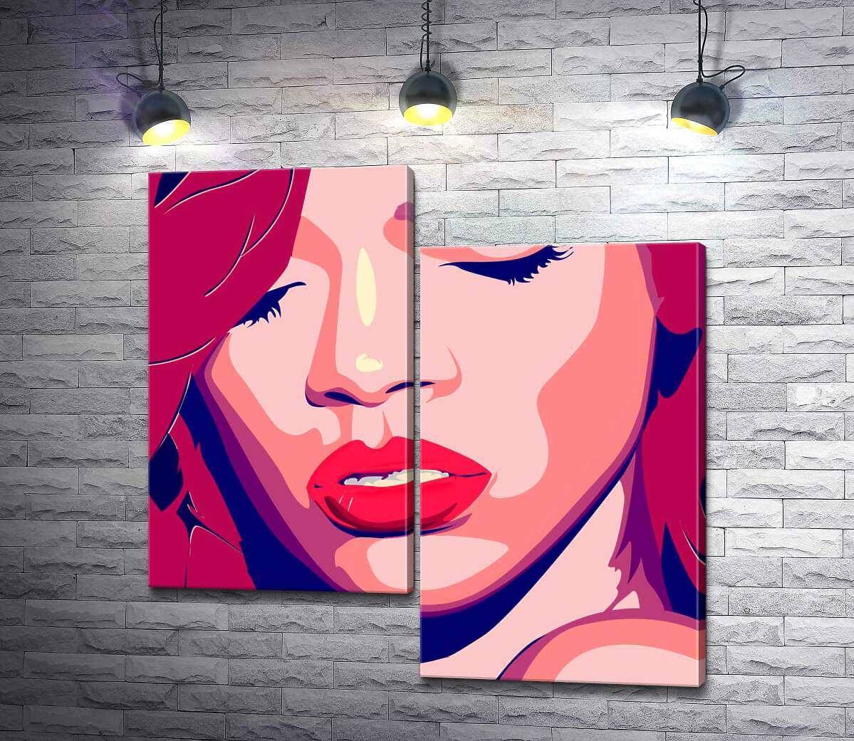 модульна картина Яскравий портрет співачки Ріанни (Rihanna) (Модуль №9)