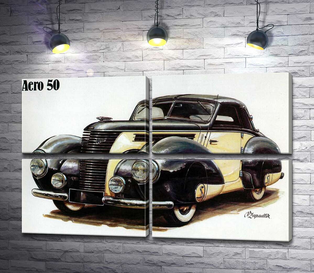 модульна картина Чорно-білий автомобіль Aero 50 (Модуль №25)