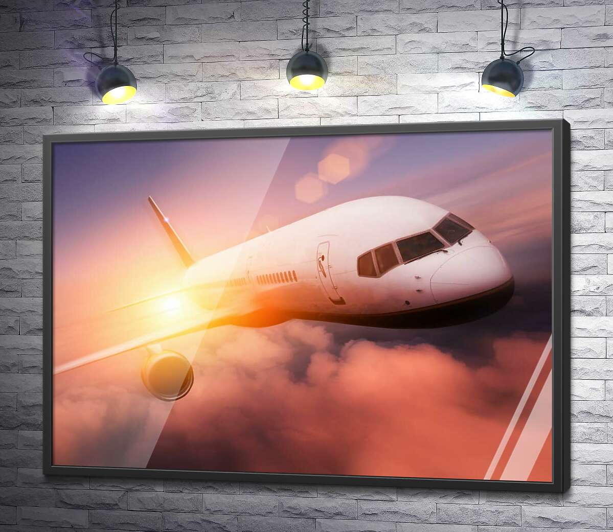 постер Швидкісний політ літака на захмарній висоті
