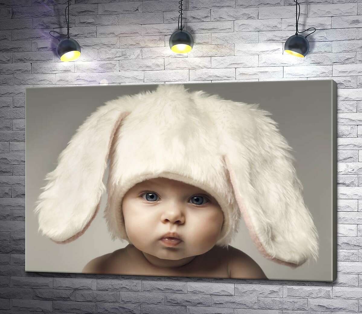 картина Малюк у шапочці зайчика