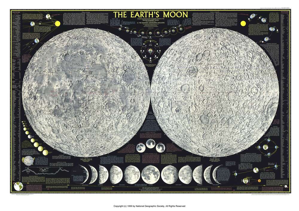 картина-постер Докладна карта півкуль Місяця