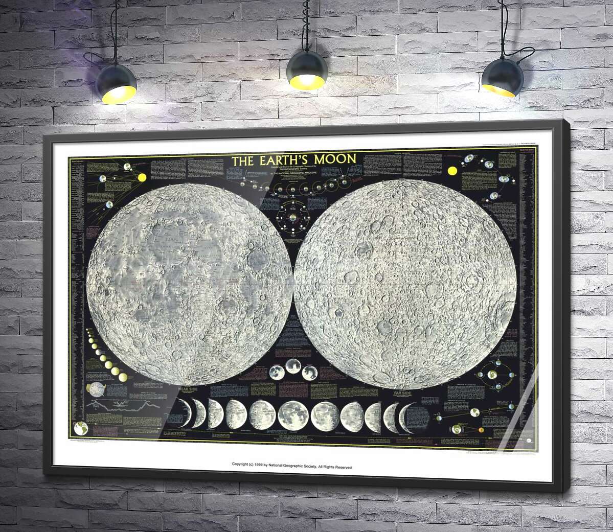 постер Подробная карта полушарий Луны