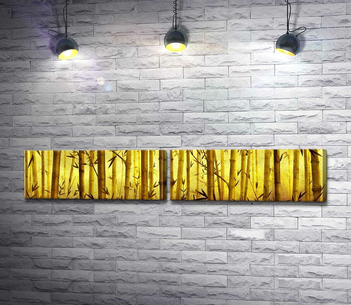 модульна картина Бамбуковий ліс у жовтих відтінках