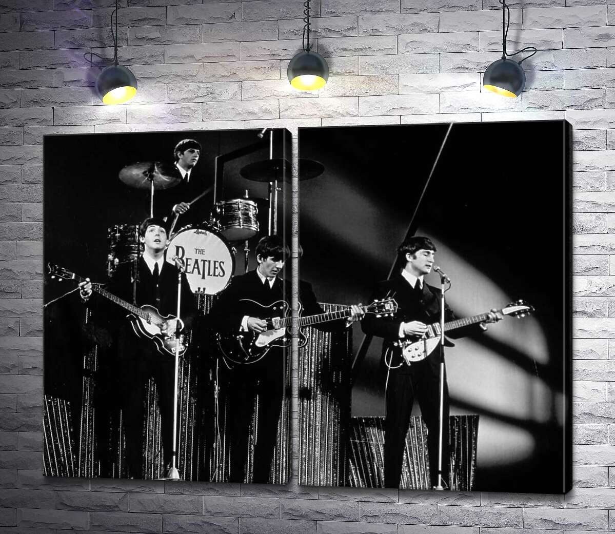 модульная картина Молодая группа The Beatles на своем концерте