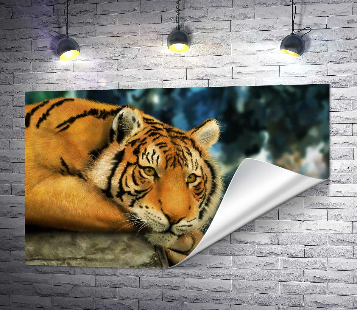 печать Бенгальский тигр отдыхает