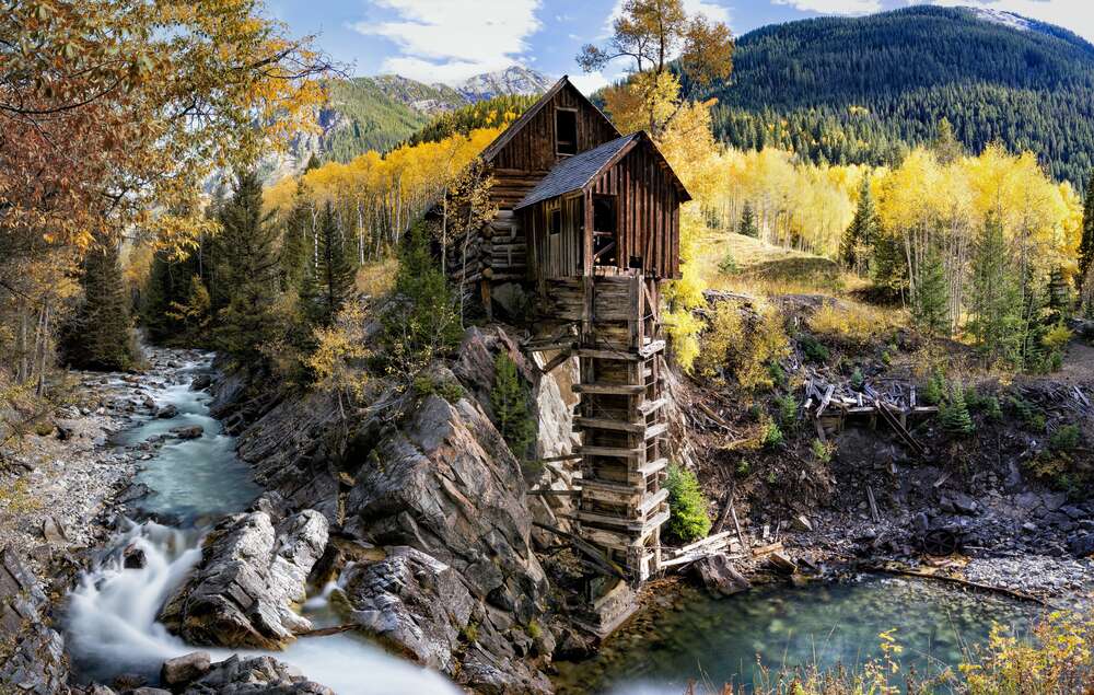 картина-постер Кришталевий млин (Crystal Mill) серед осінніх гір штату Колорадо