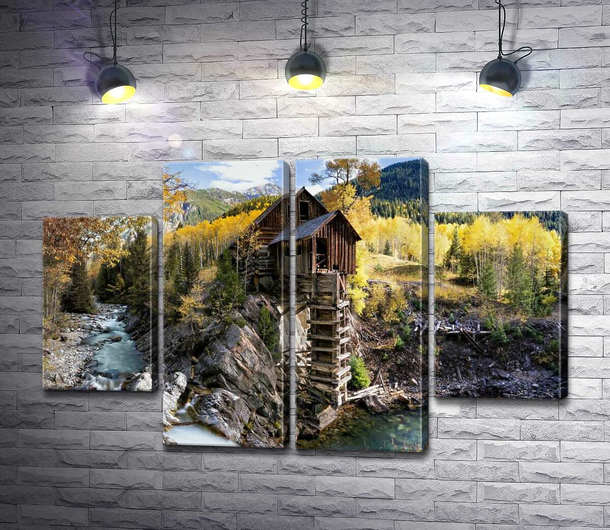 модульная картина Хрустальная мельница (Crystal Mill) среди осенних гор штата Колорадо (Модуль №20)
