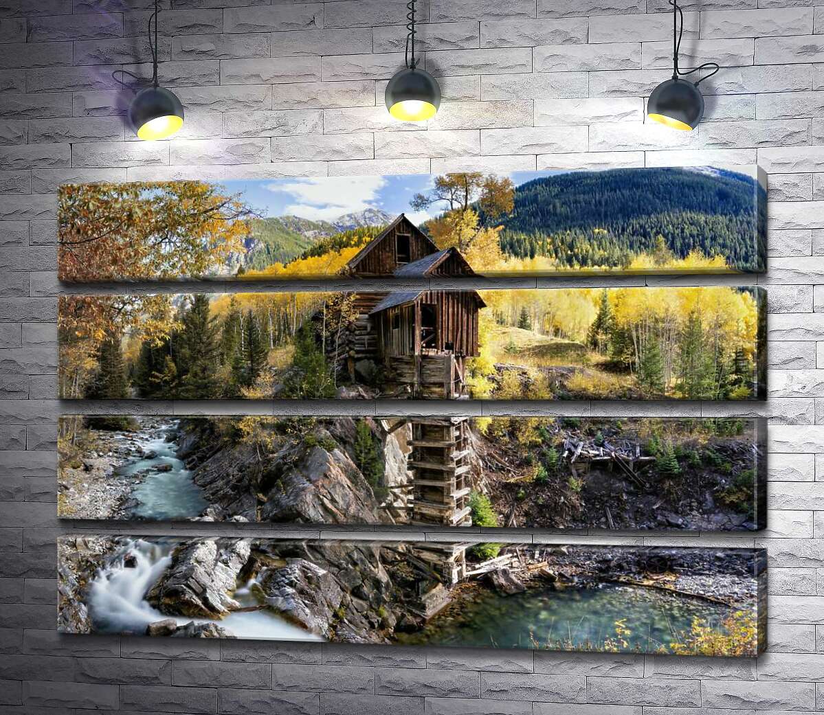 модульная картина Хрустальная мельница (Crystal Mill) среди осенних гор штата Колорадо (Модуль №22)