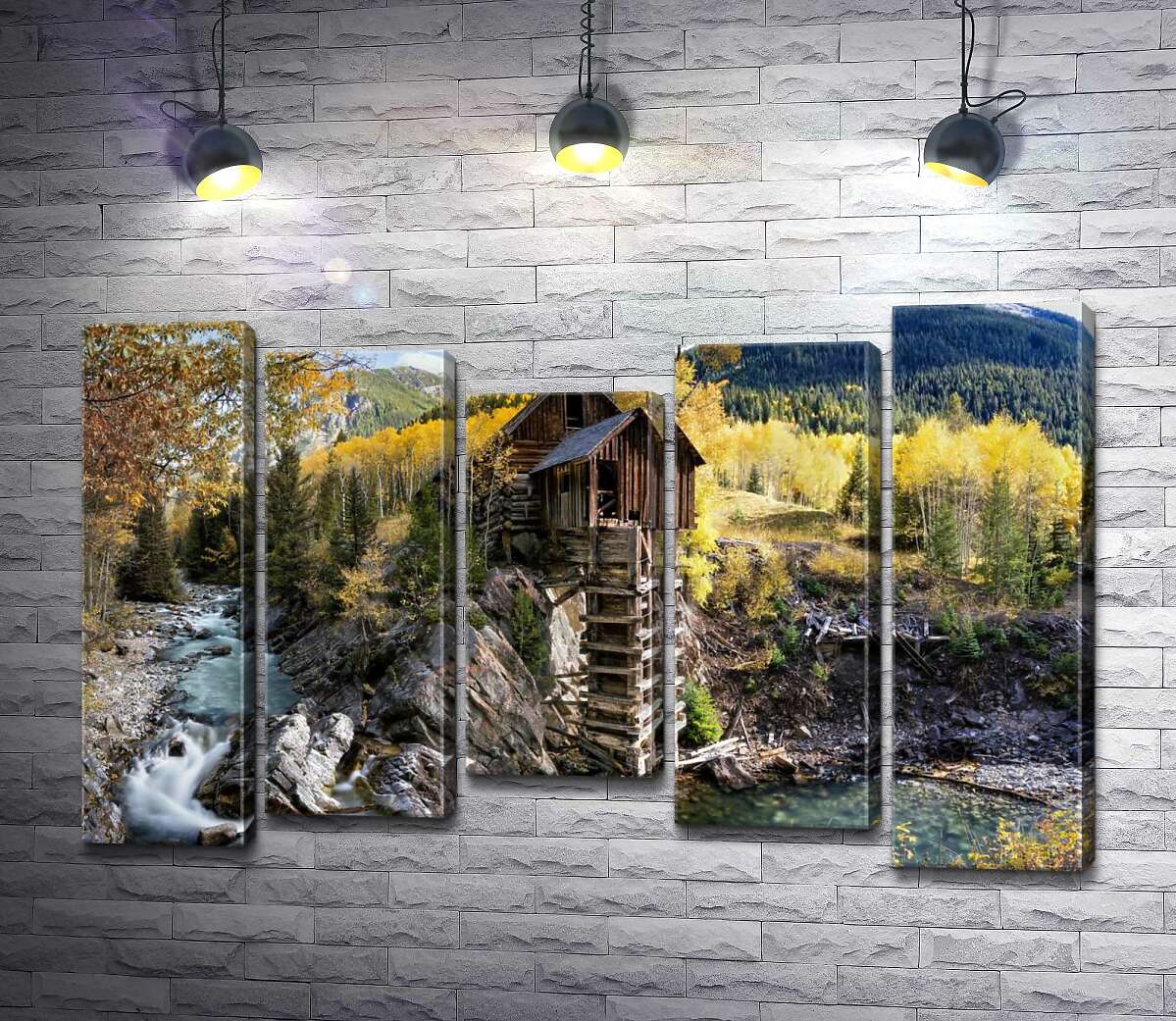 модульная картина Хрустальная мельница (Crystal Mill) среди осенних гор штата Колорадо (Модуль №27)