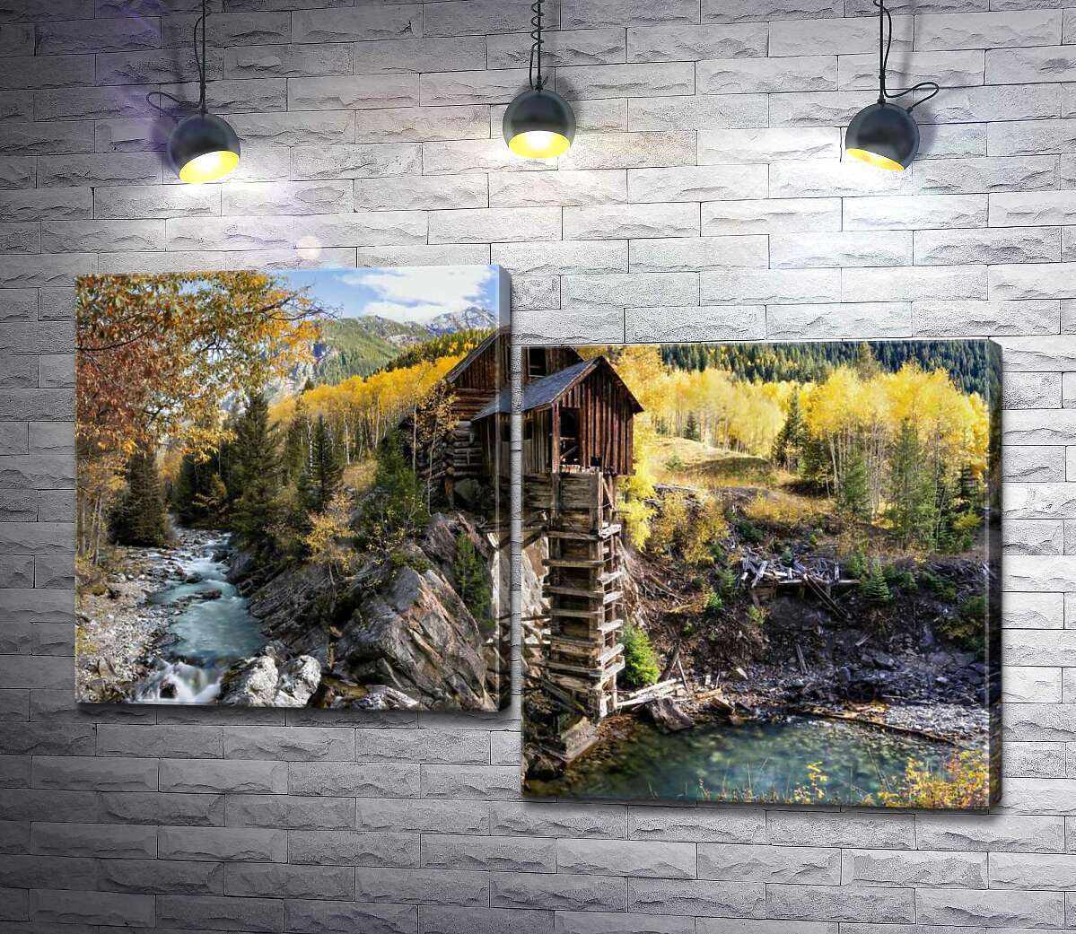 модульная картина Хрустальная мельница (Crystal Mill) среди осенних гор штата Колорадо (Модуль №9)