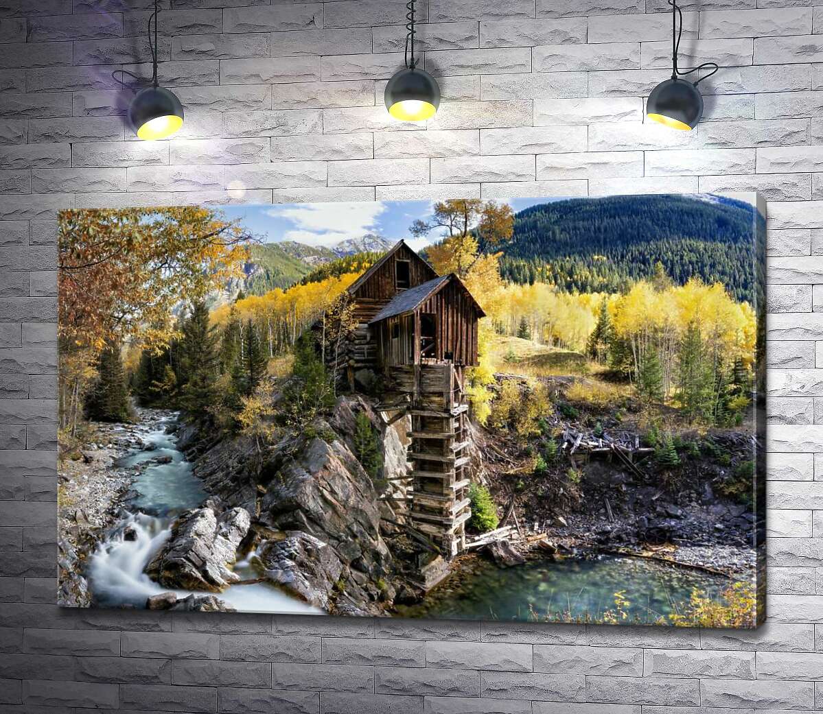 картина Хрустальная мельница (Crystal Mill) среди осенних гор штата Колорадо