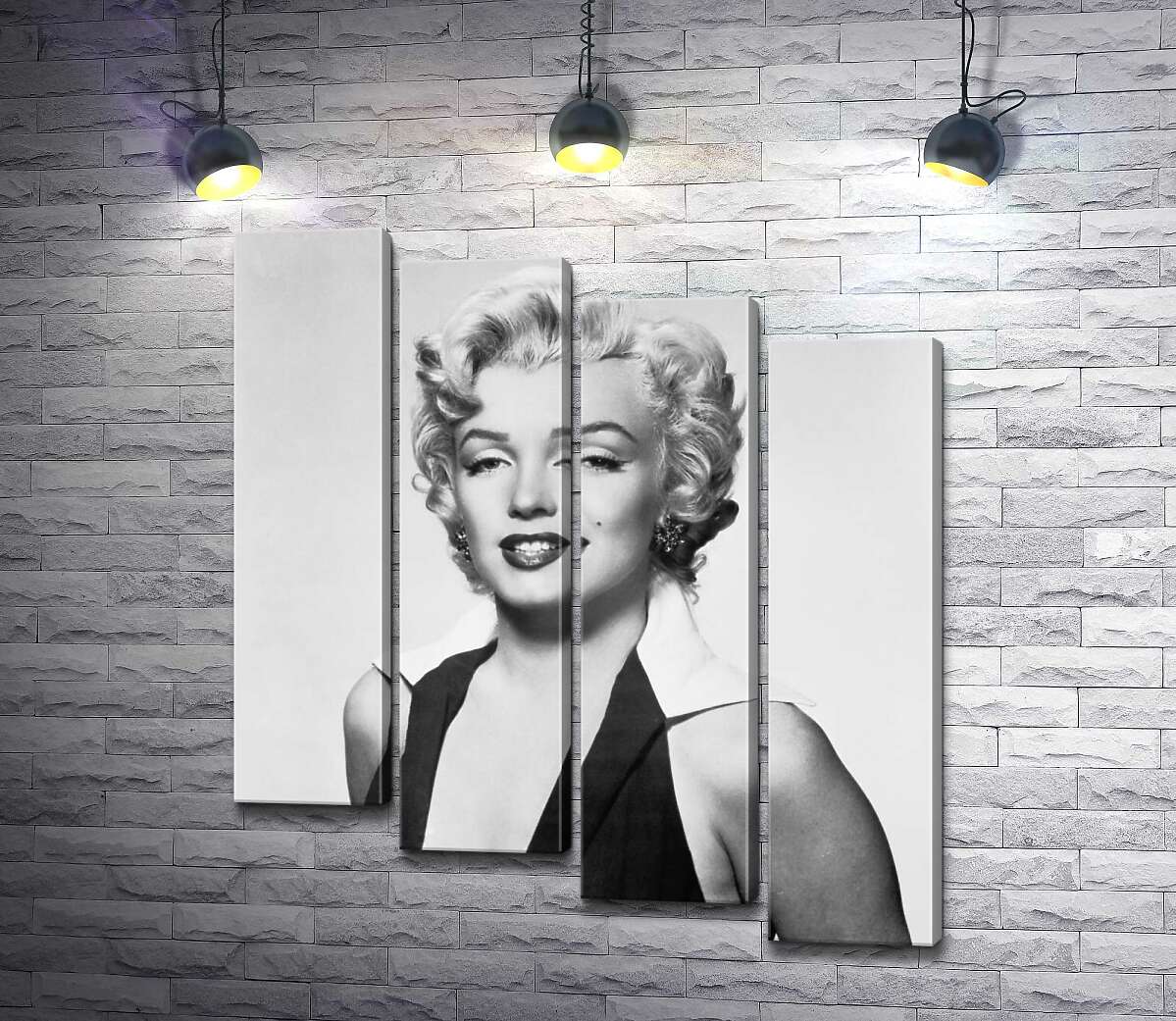 модульная картина Портрет Мэрилин Монро (Marilyn Monroe) в откровенном платье и черно-белых тонах (Модуль №19)