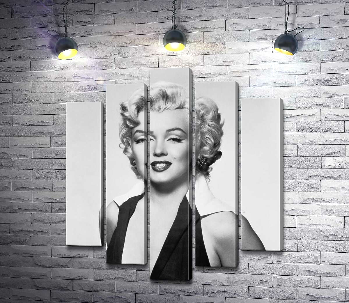 модульна картина Портрет Мерілін Монро (Marilyn Monroe) у відвертій сукні та чорно-білих тонах (Модуль №4)