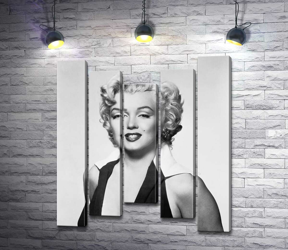 модульна картина Портрет Мерілін Монро (Marilyn Monroe) у відвертій сукні та чорно-білих тонах (Модуль №27)