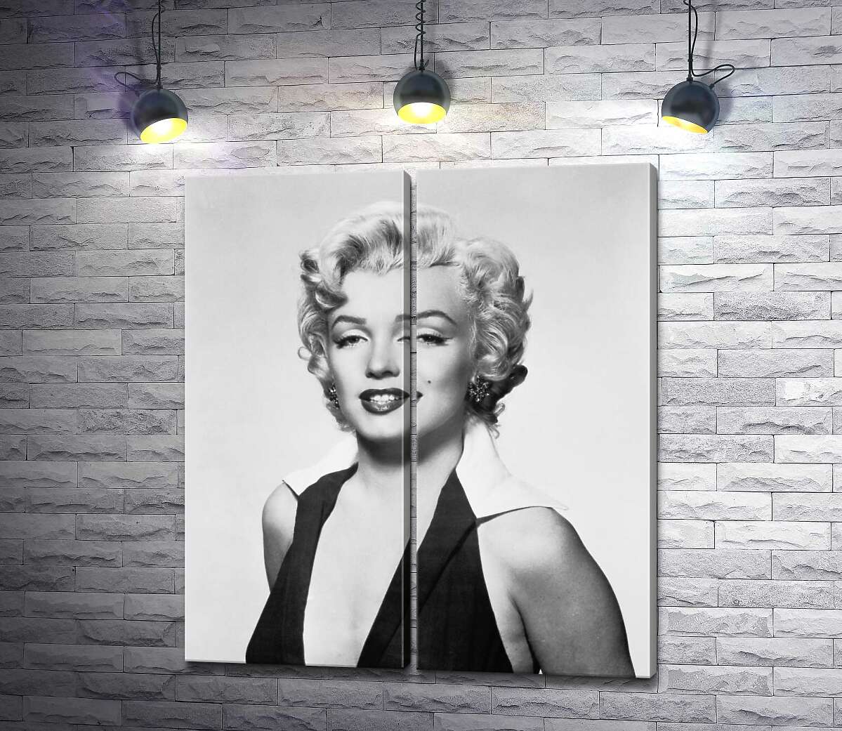 модульна картина Портрет Мерілін Монро (Marilyn Monroe) у відвертій сукні та чорно-білих тонах