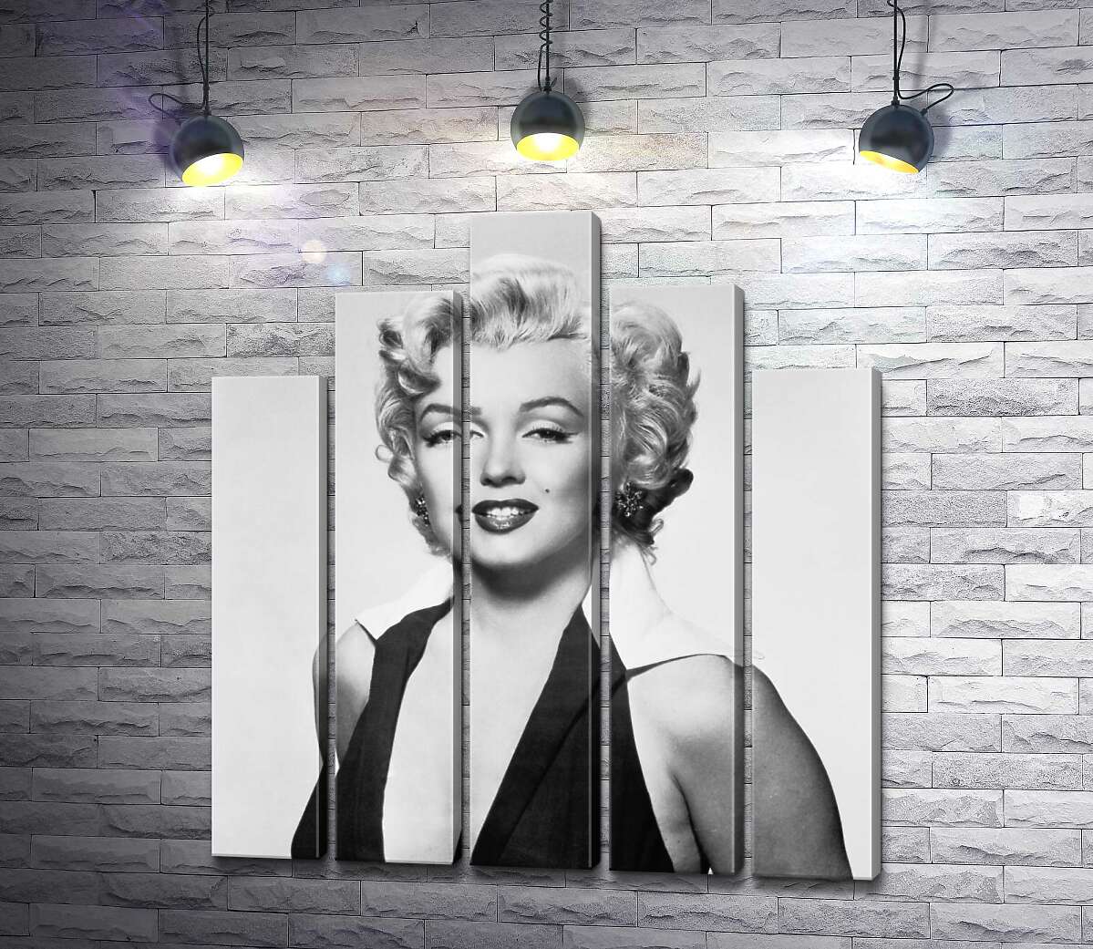 модульна картина Портрет Мерілін Монро (Marilyn Monroe) у відвертій сукні та чорно-білих тонах (Модуль №29)