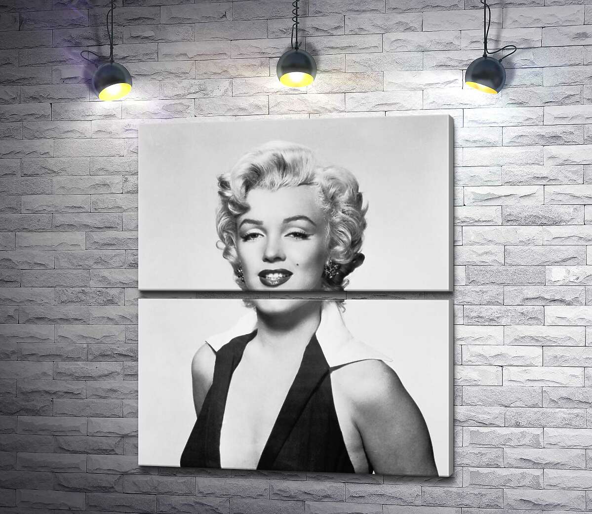 модульна картина Портрет Мерілін Монро (Marilyn Monroe) у відвертій сукні та чорно-білих тонах (Модуль №7)