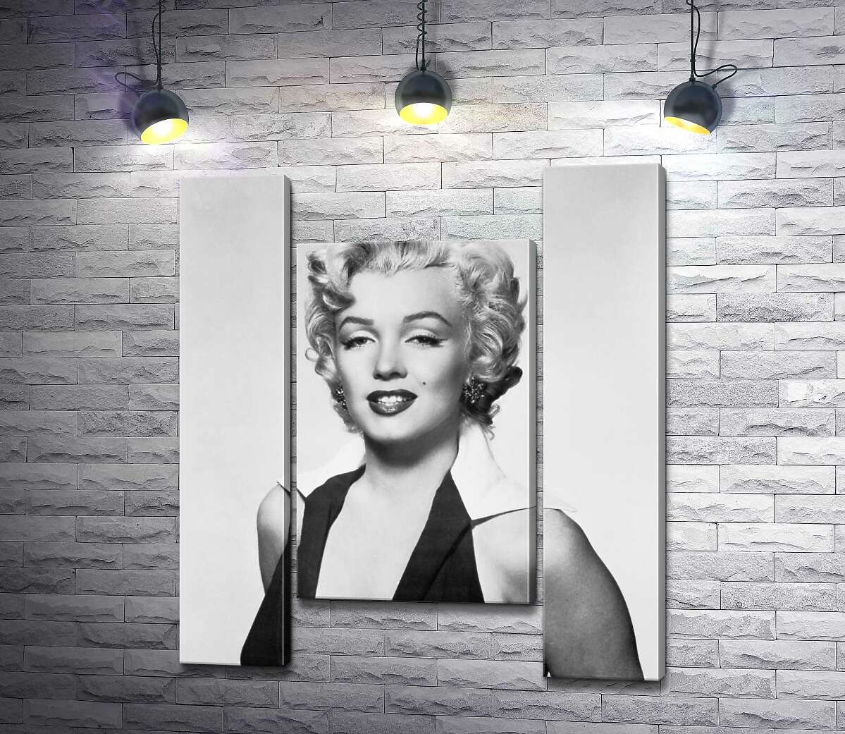 модульная картина Портрет Мэрилин Монро (Marilyn Monroe) в откровенном платье и черно-белых тонах (Модуль №11)