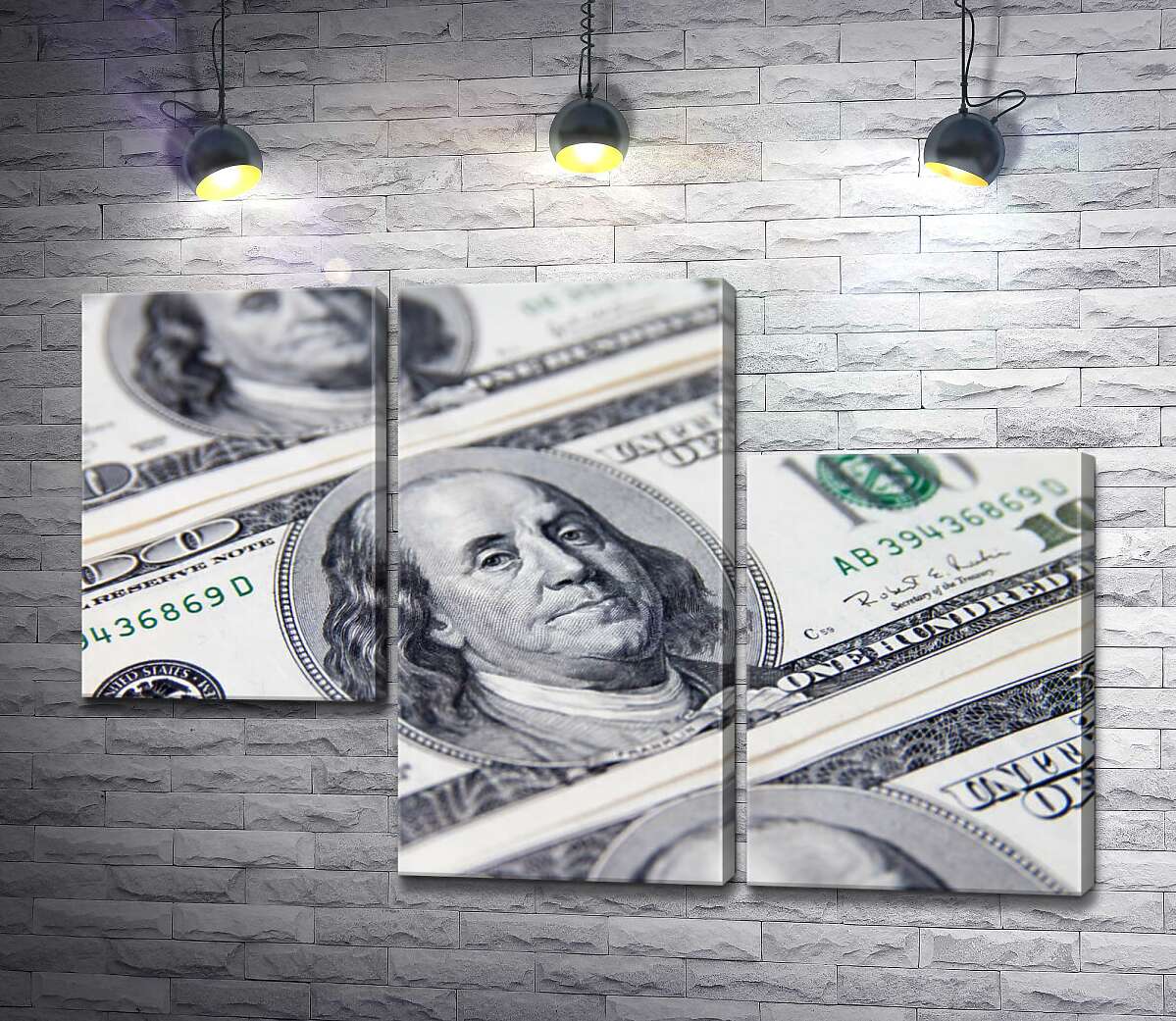модульна картина Портрет Бенжаміна Франкліна (Benjamin Franklin) на 100 доларах (Модуль №13)