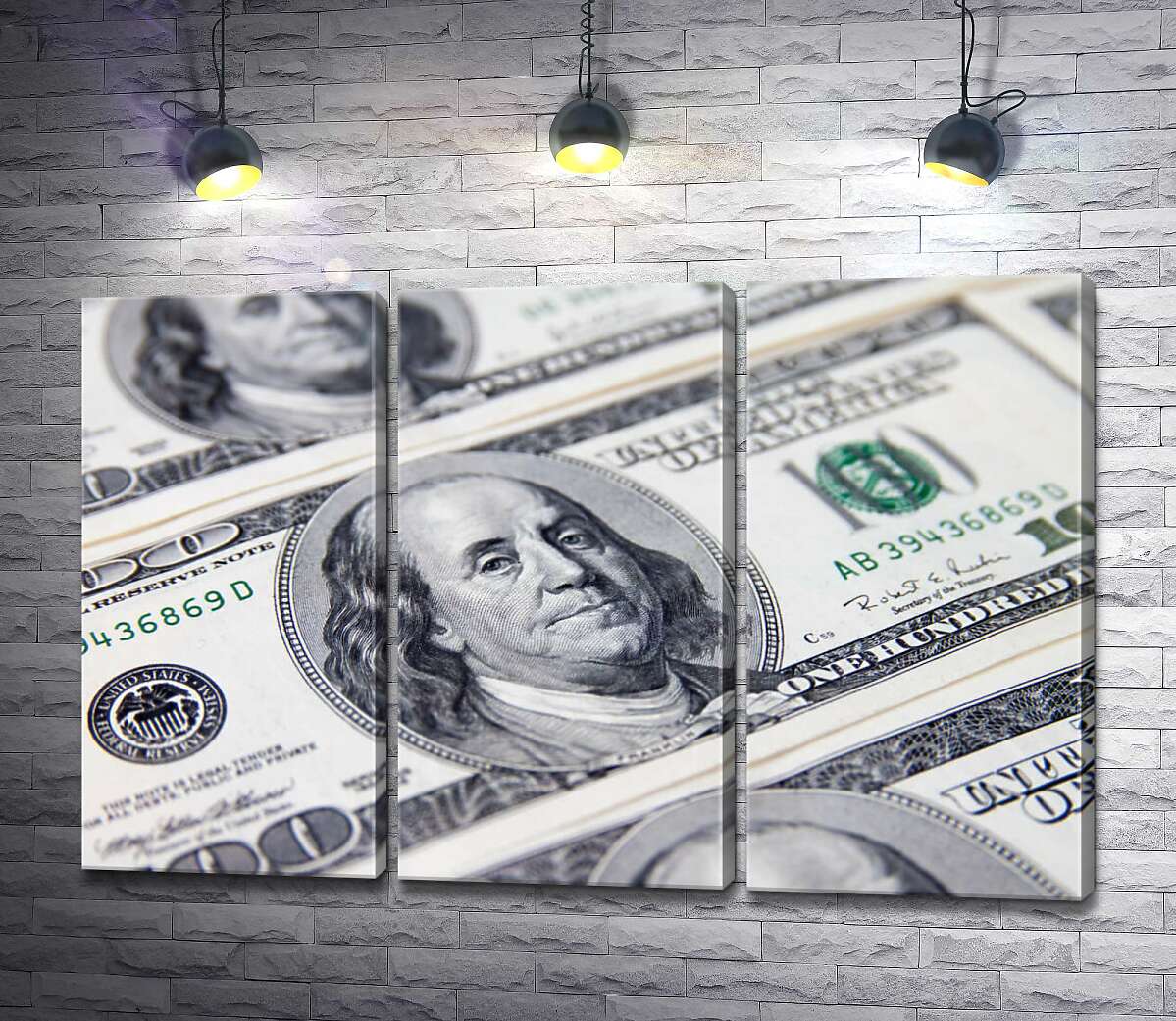 модульна картина Портрет Бенжаміна Франкліна (Benjamin Franklin) на 100 доларах