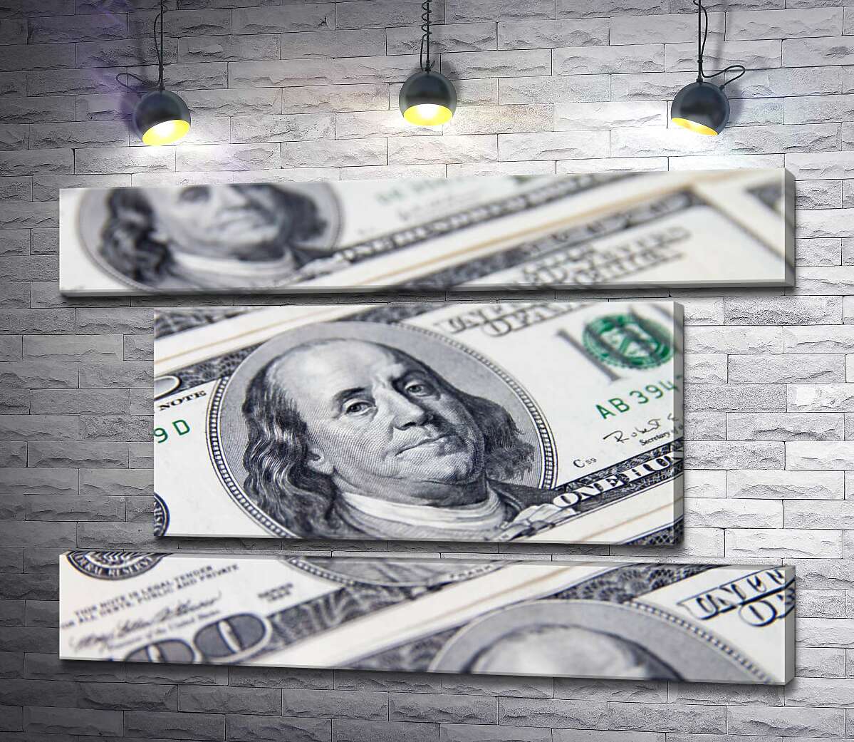 модульная картина Портрет Бенжамина Франклина (Benjamin Franklin) на 100 долларах (Модуль №18)