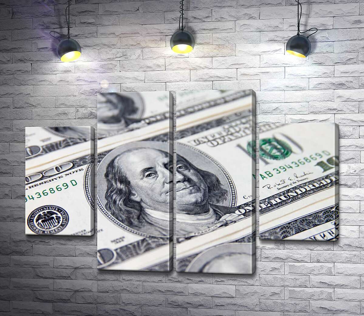 модульна картина Портрет Бенжаміна Франкліна (Benjamin Franklin) на 100 доларах (Модуль №20)