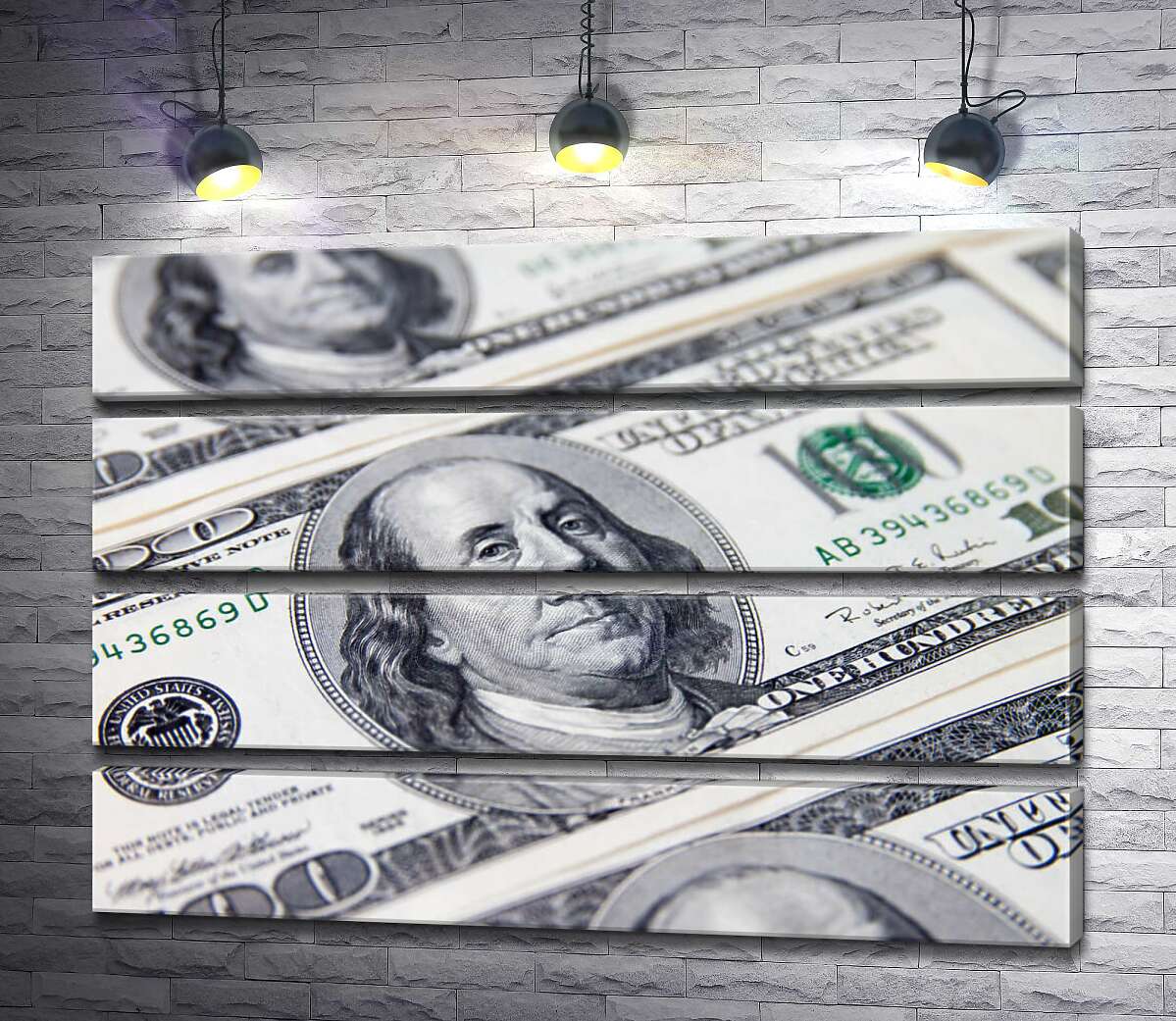 модульна картина Портрет Бенжаміна Франкліна (Benjamin Franklin) на 100 доларах (Модуль №22)