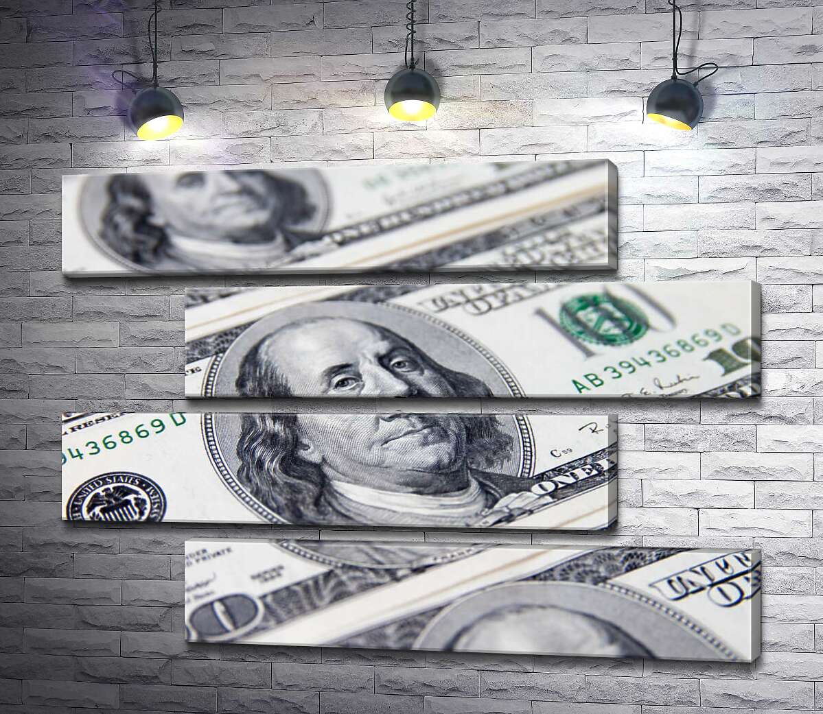 модульная картина Портрет Бенжамина Франклина (Benjamin Franklin) на 100 долларах (Модуль №23)