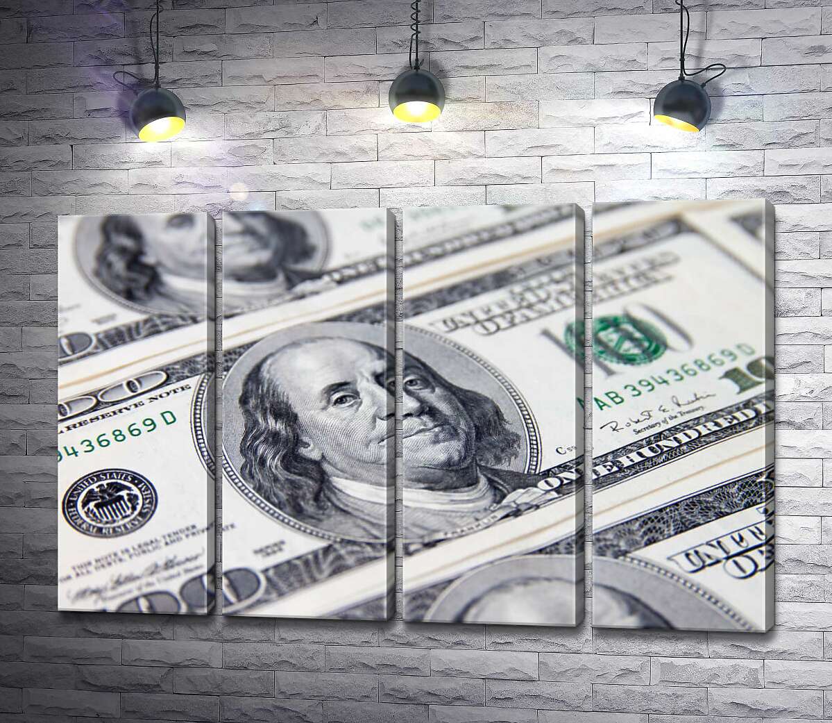 модульная картина Портрет Бенжамина Франклина (Benjamin Franklin) на 100 долларах (Модуль №24)