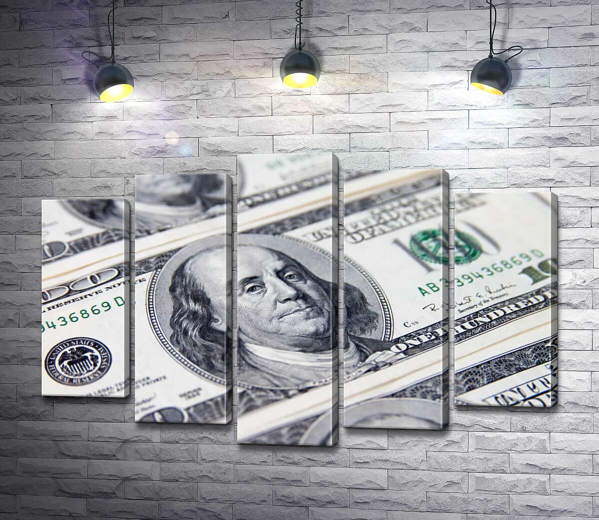 модульная картина Портрет Бенжамина Франклина (Benjamin Franklin) на 100 долларах (Модуль №4)