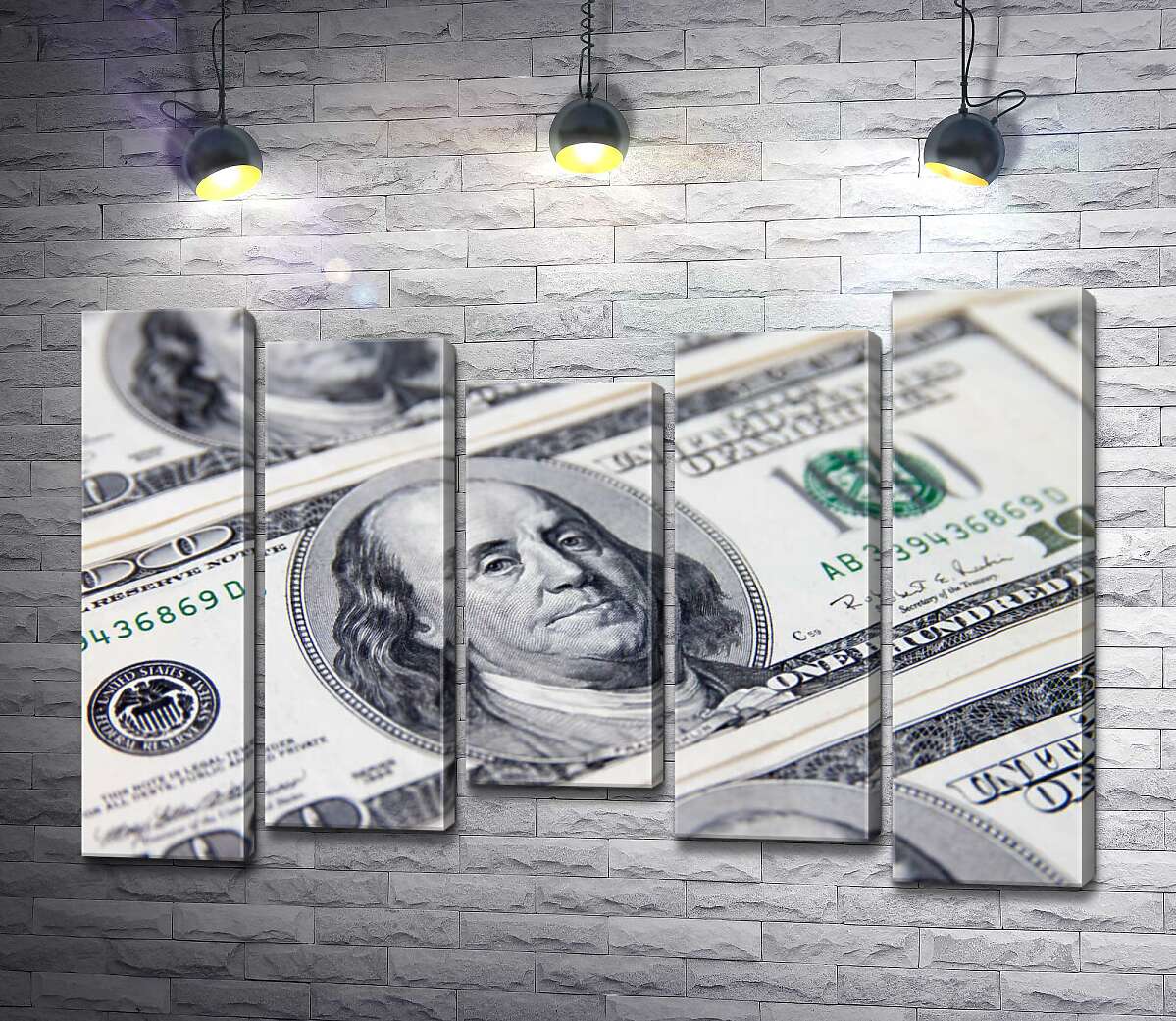 модульна картина Портрет Бенжаміна Франкліна (Benjamin Franklin) на 100 доларах (Модуль №27)
