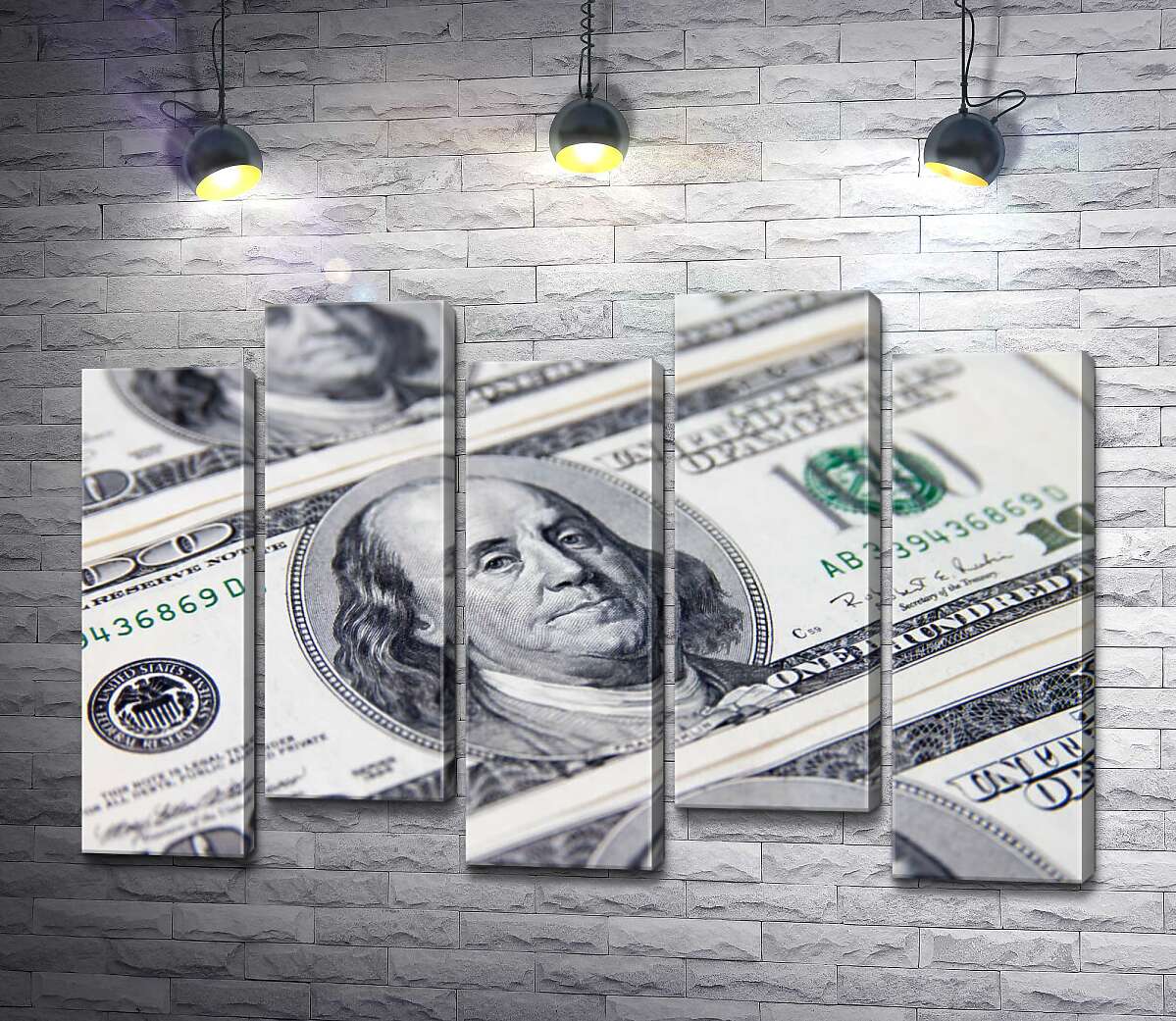 модульна картина Портрет Бенжаміна Франкліна (Benjamin Franklin) на 100 доларах (Модуль №30)