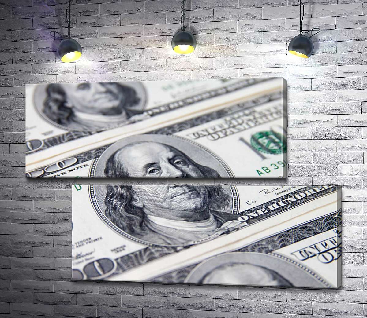 модульна картина Портрет Бенжаміна Франкліна (Benjamin Franklin) на 100 доларах (Модуль №8)