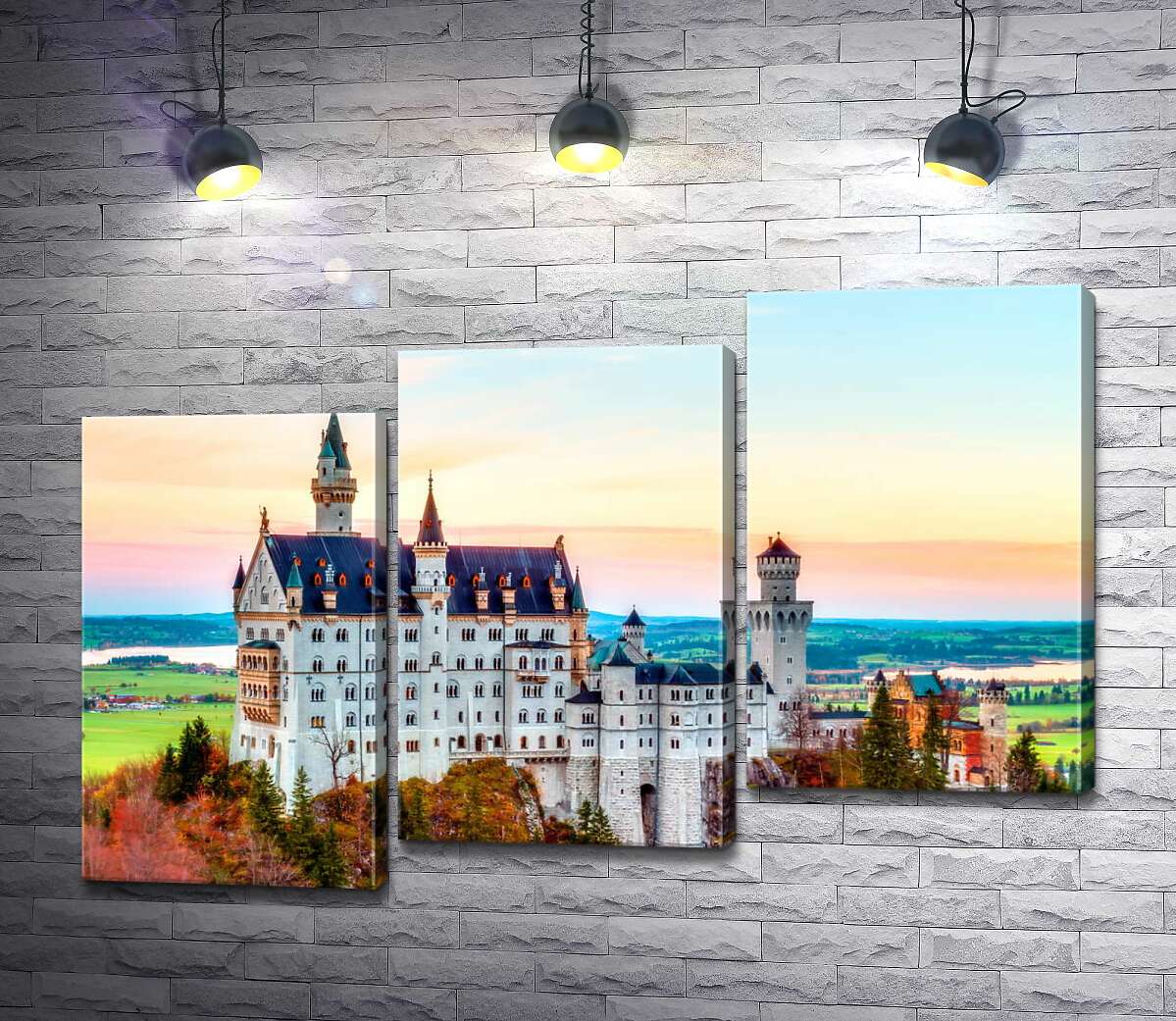 модульная картина Осень на холмах вокруг замка Нойшванштайн (Neuschwanstein) (Модуль №14)