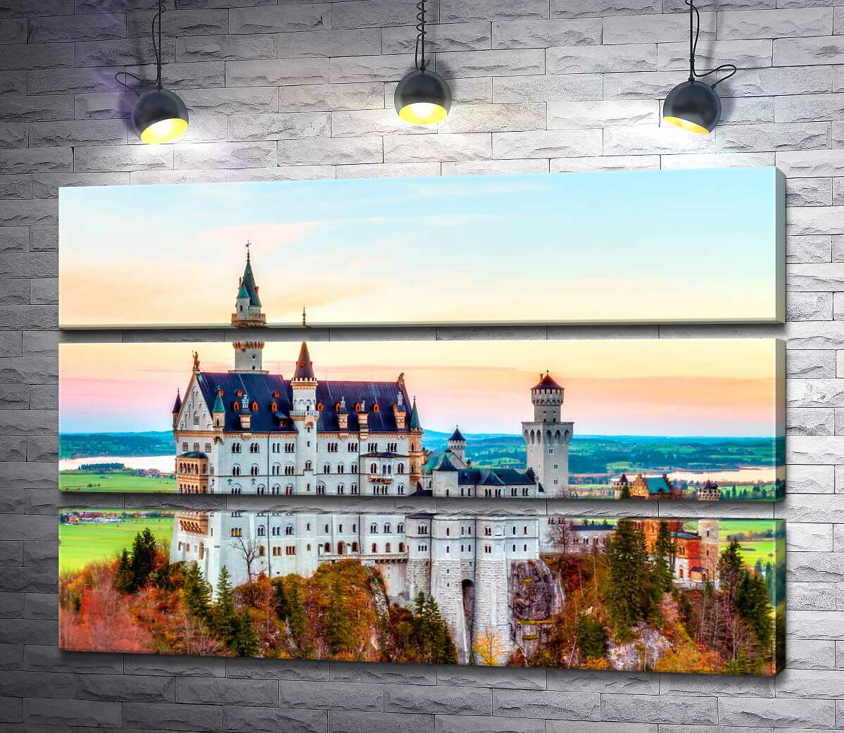 модульная картина Осень на холмах вокруг замка Нойшванштайн (Neuschwanstein) (Модуль №15)