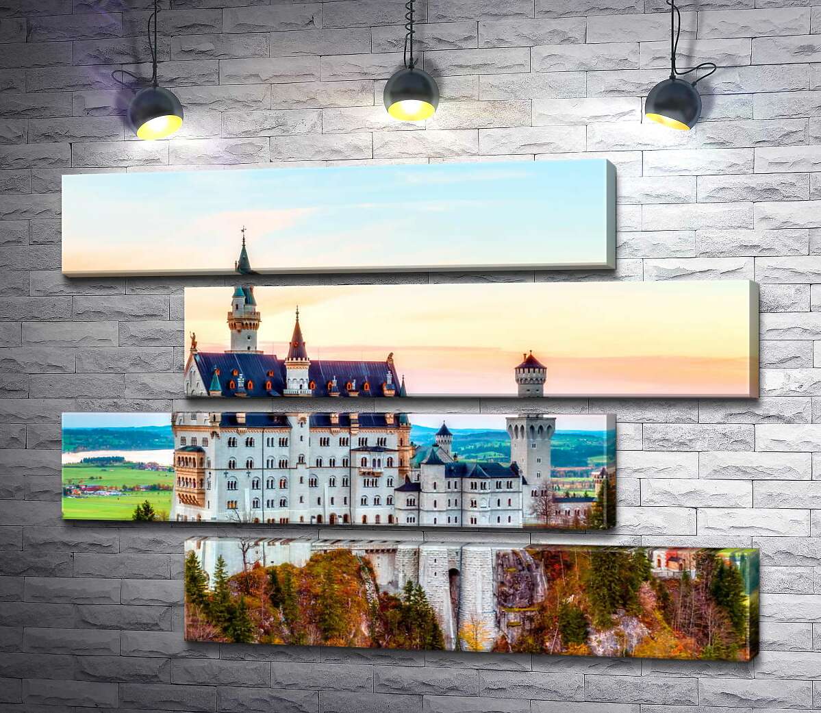 модульная картина Осень на холмах вокруг замка Нойшванштайн (Neuschwanstein) (Модуль №23)