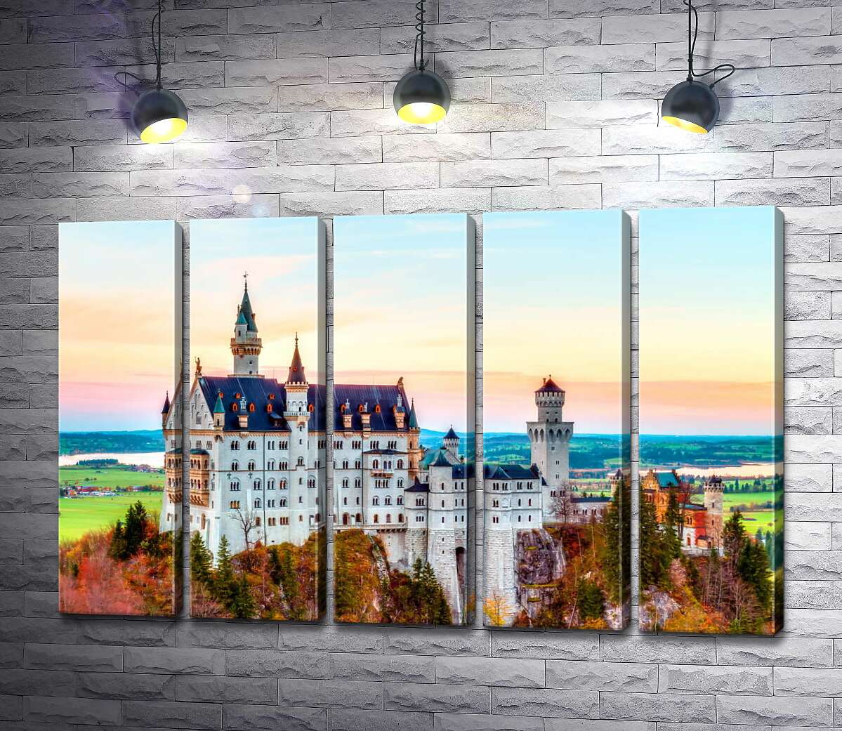 модульная картина Осень на холмах вокруг замка Нойшванштайн (Neuschwanstein) (Модуль №26)
