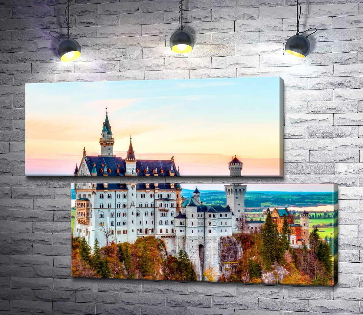модульная картина Осень на холмах вокруг замка Нойшванштайн (Neuschwanstein) (Модуль №8)