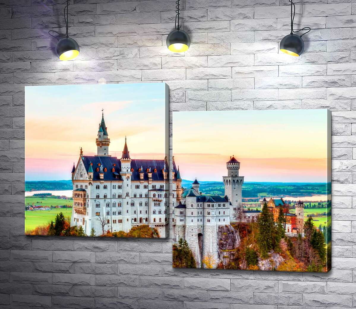 модульная картина Осень на холмах вокруг замка Нойшванштайн (Neuschwanstein) (Модуль №9)
