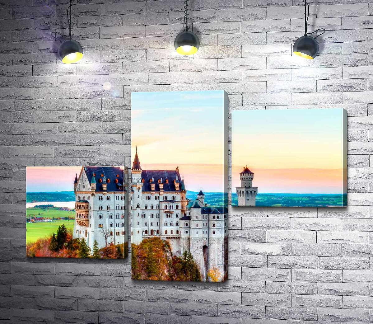 модульная картина Осень на холмах вокруг замка Нойшванштайн (Neuschwanstein) (Модуль №12)