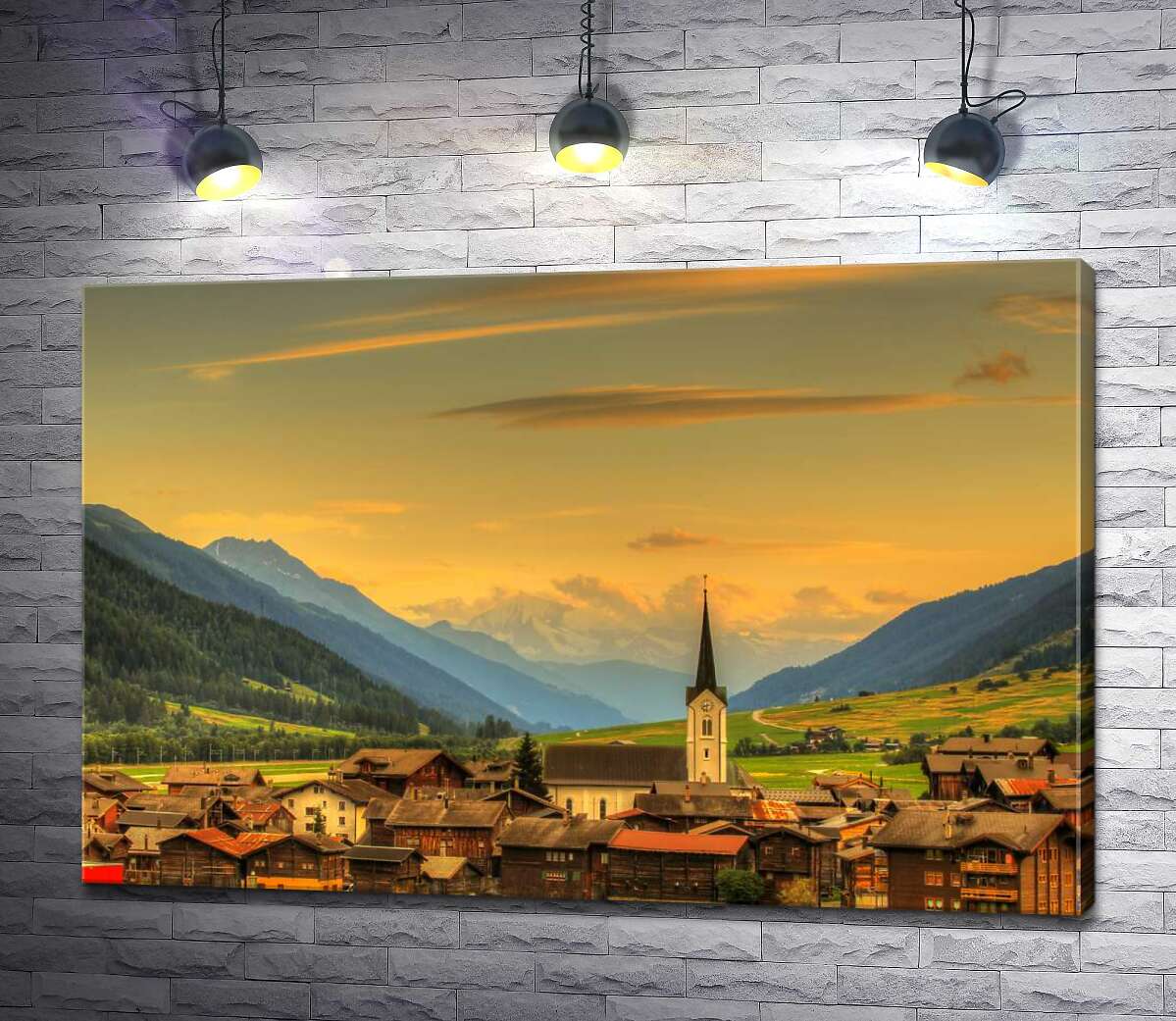картина Летний вечер в горном швейцарском городке Ульрихен
