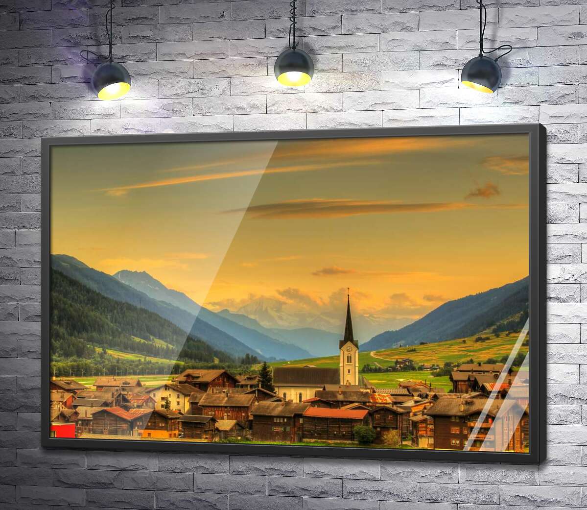 постер Летний вечер в горном швейцарском городке Ульрихен