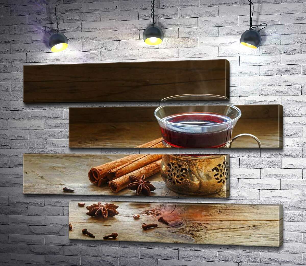 модульная картина Горячий чай рядом с корицей, бадьяном и гвоздикой (Модуль №23)