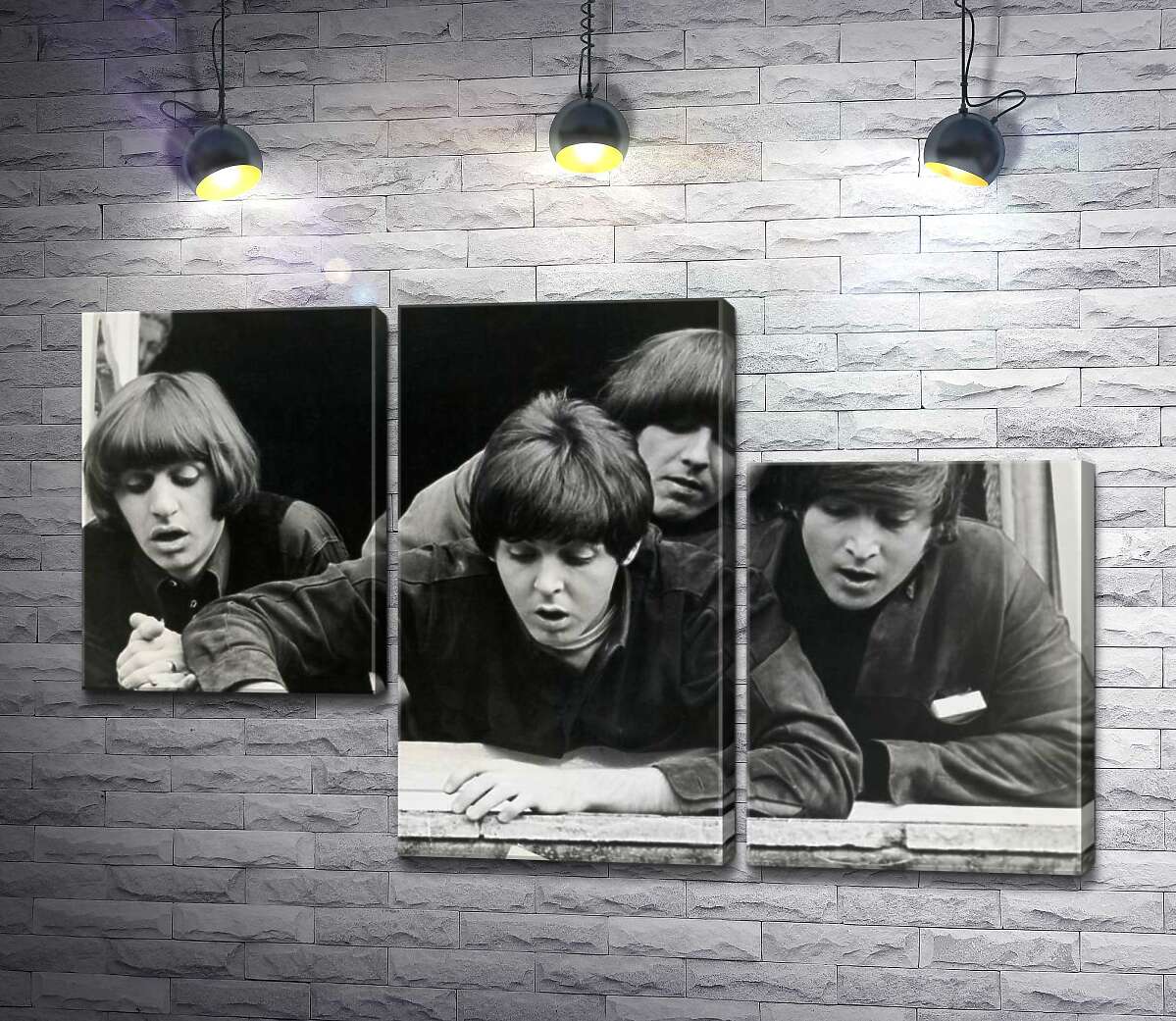 модульна картина The Beatles дивляться з вікна вниз на вулицю (Модуль №13)
