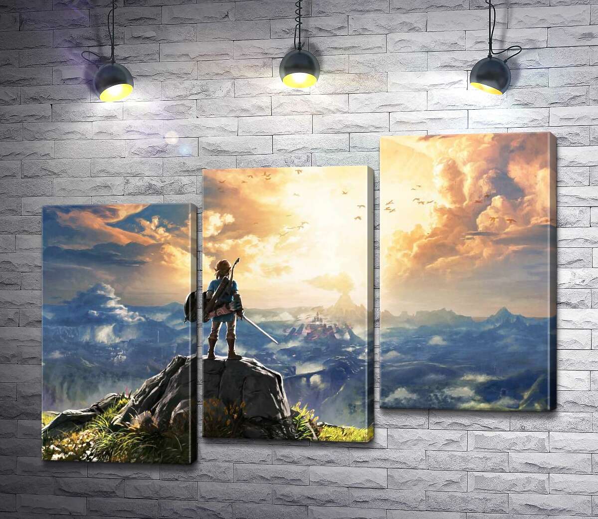 модульна картина Герой гри "The Legend of Zelda", Лінк, дивиться на вибух (Модуль №14)